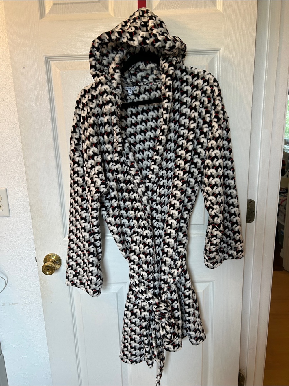 Vera Bradley Hooded Wrap Robe Scottie dog print size L/XL fleecy soft cozy - Picture 6 of 12